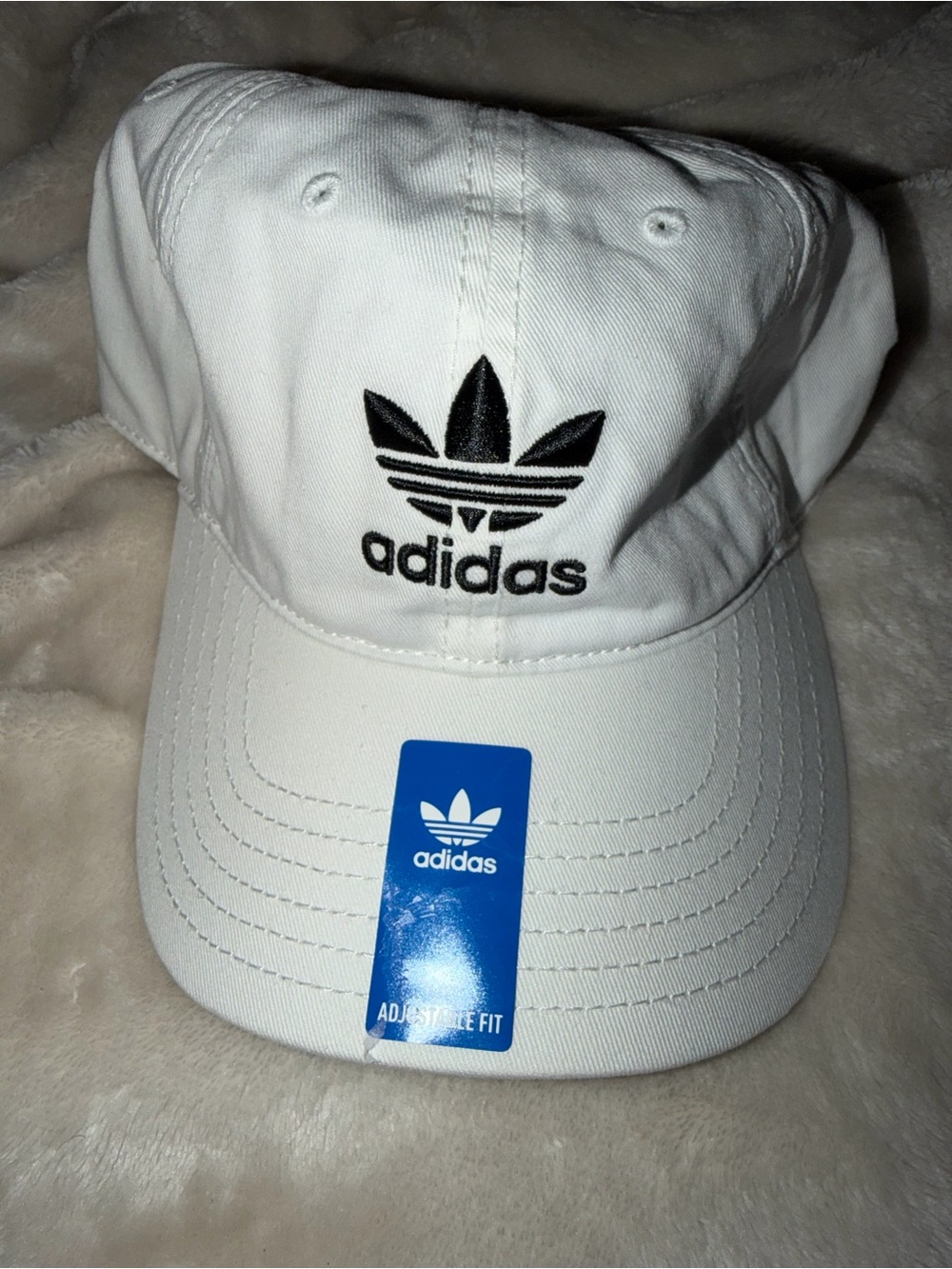 adidas Kids White Cap with Black Trefoil Logo